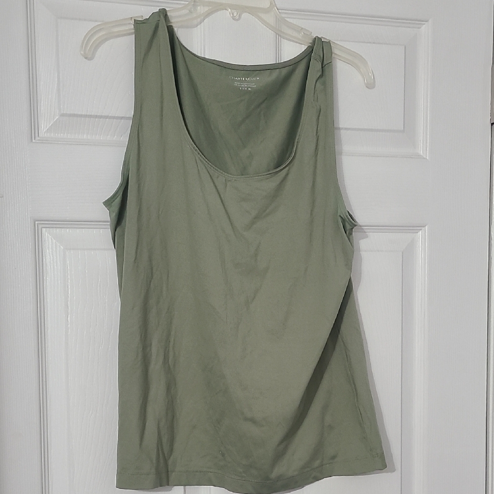 Charter Club Sage Green Scoop Neck Tank Top